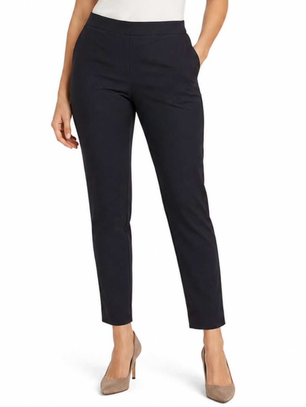 NWT Vince Camuto Dress Pants Women 12 Navy Black Ankle Career Trouser